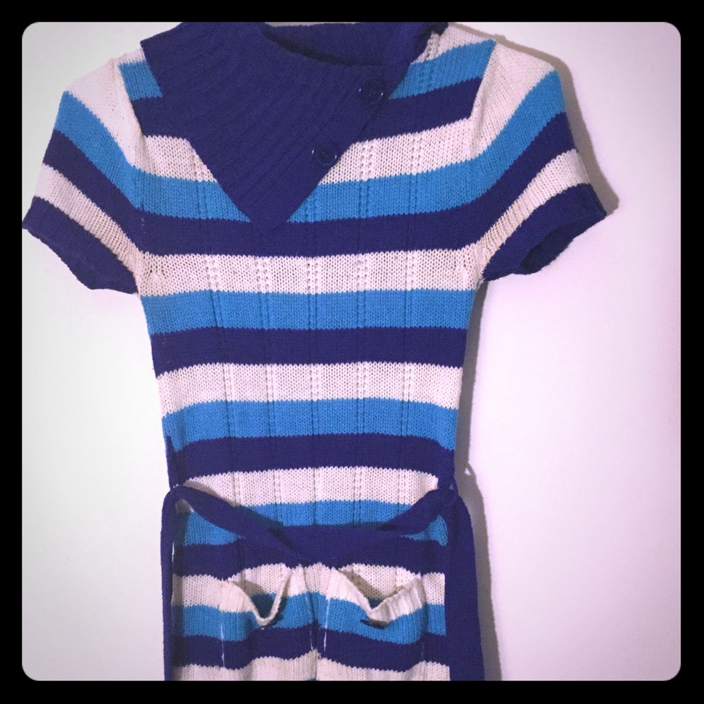 Cozy blue knit sweater dress